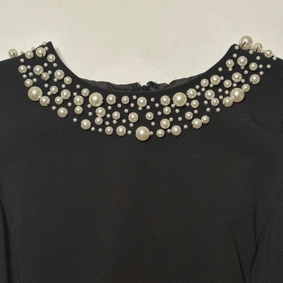 Calvin Klein Black Midi Dress with Embellished Neckline - Picture 4 of 10